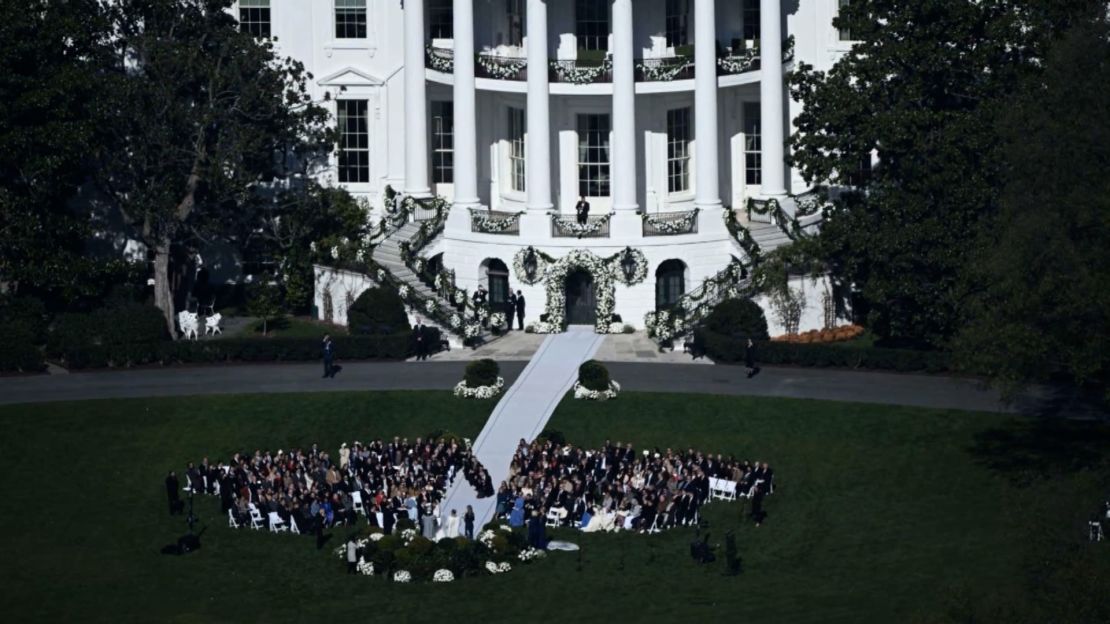The wedding took place on the South Lawn of the White House.