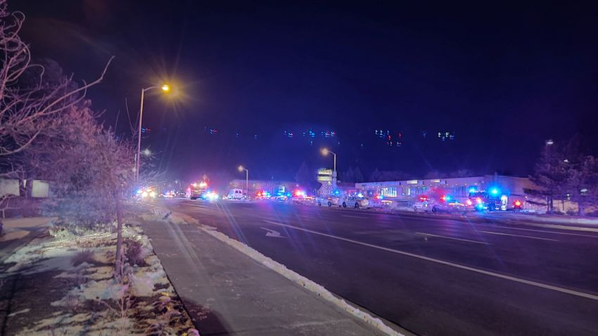 A view of various security and emergency vehicles with flashing blinkers parked on a street, after a shooting in a club, in Colarado Springs, Colorado, U.S November 20, 2022, in this picture obtained from social media. in this picture obtained from social media. Trey Deabueno/TWITTER @TREYRUFFY/via REUTERS  THIS IMAGE HAS BEEN SUPPLIED BY A THIRD PARTY. MANDATORY CREDIT. NO RESALES. NO ARCHIVES.