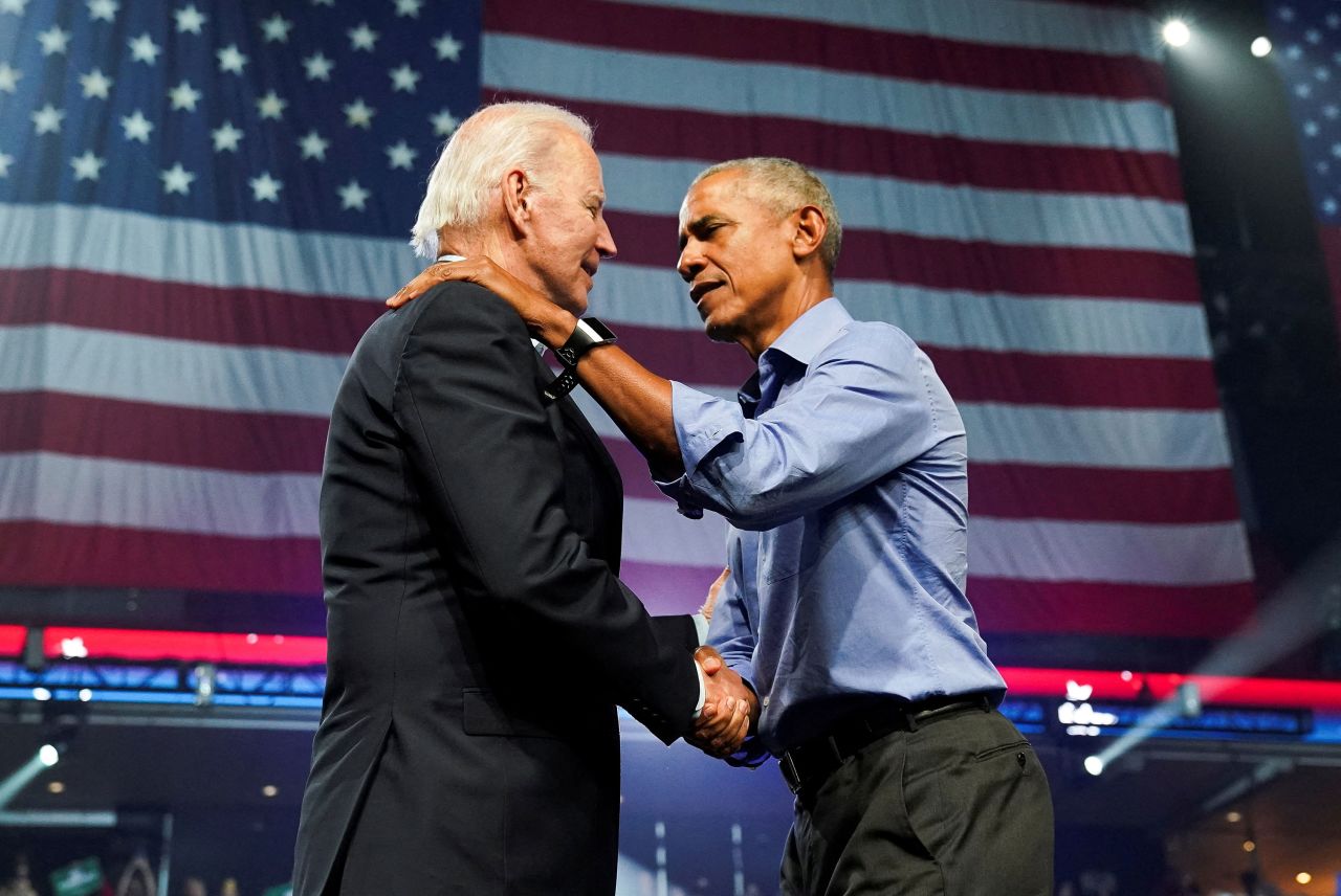 Biden and former President Barack Obama attend a campaign event for Democratic senatorial candidate John Fetterman and Democratic nominee for Pennsylvania governor Josh Shapiro in November 2022. Fetterman went on to <a href=