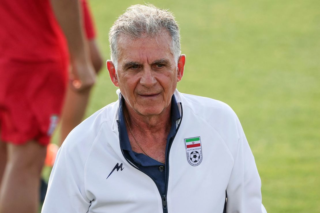 Iran's Portuguese coach Carlos Queiroz attends a training session at the Al-Rayyan training facility in Doha on November 20, 2022, on the eve of his side's first match. 