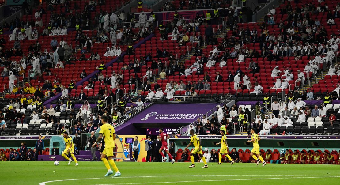 Empty seats are seen during the match. 