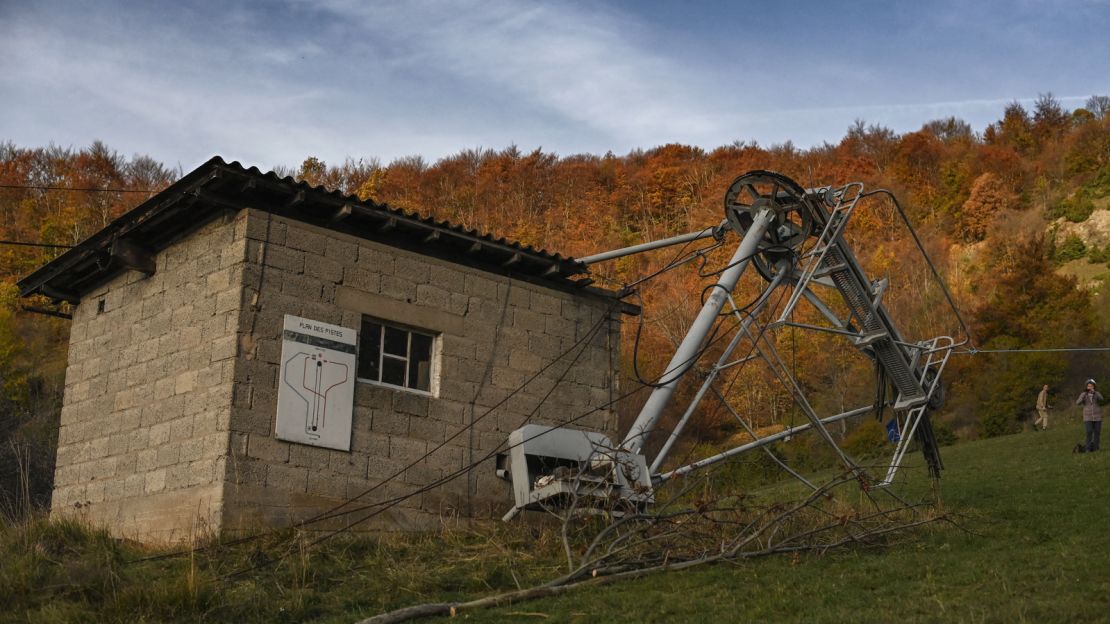 The ski lift has been rusting away, unused in recent years.