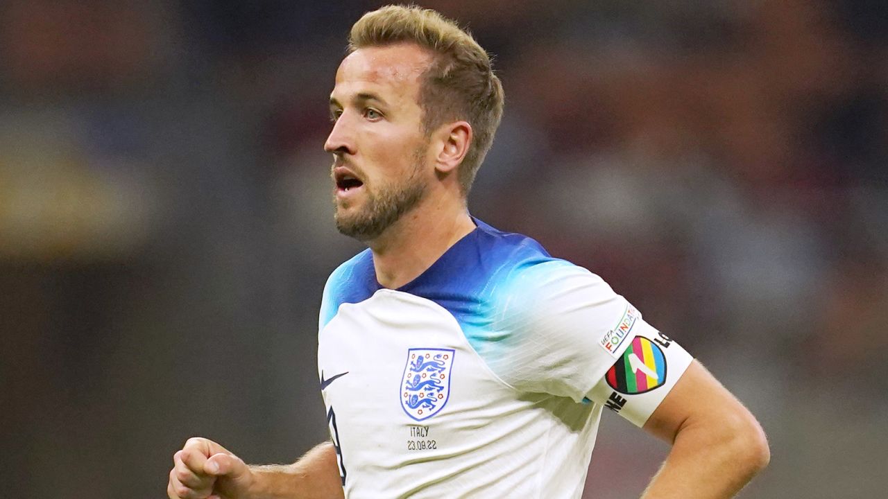 England's Harry Kane wearing the 'OneLove' armband during a match in September. 