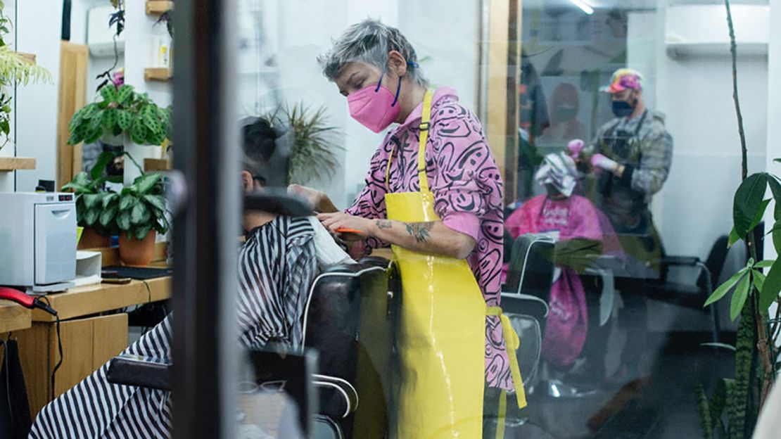 Magda Ryczko working at Hairrari hair salon in New York.