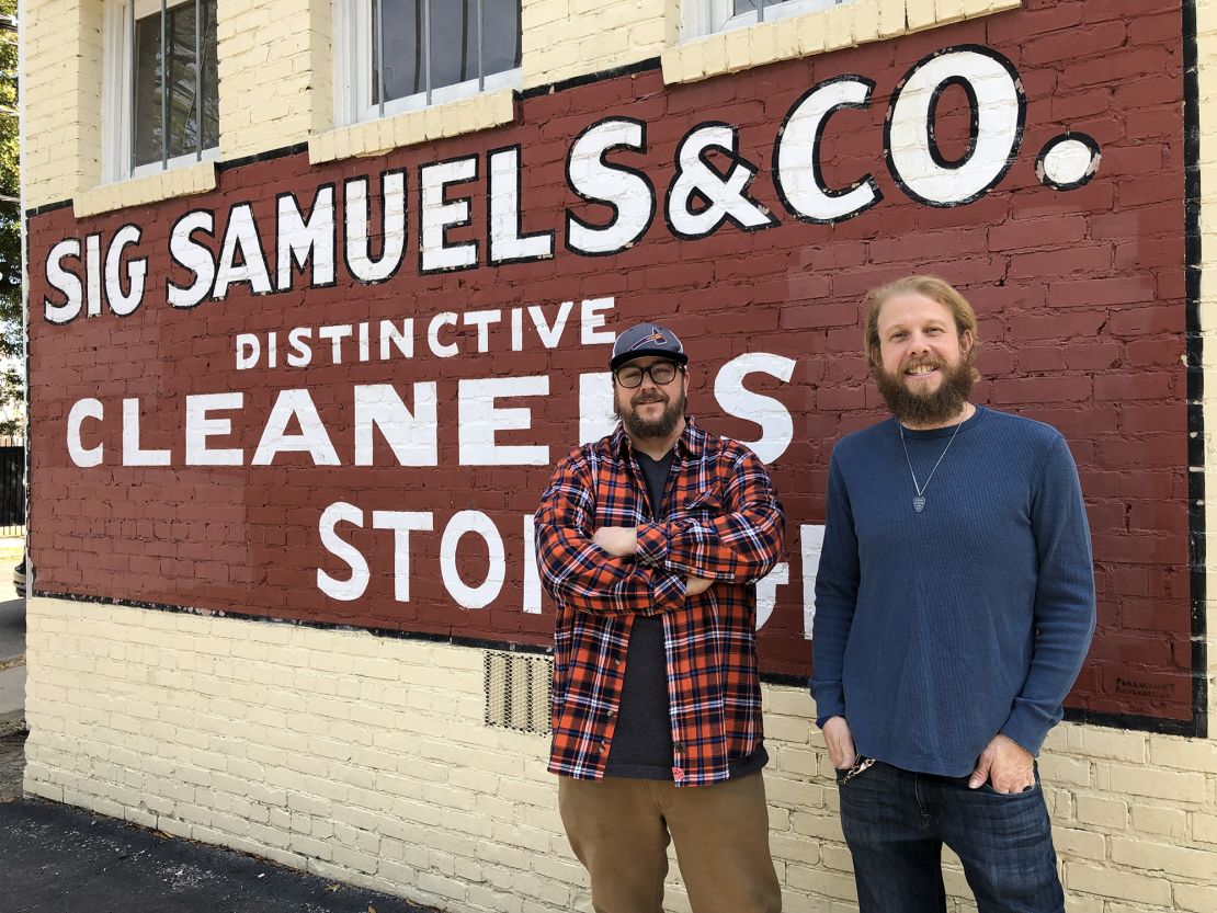 Broy Crosby (left) and Steve Collins (right), owners of Sig Samuels Dry Cleaners in Atlanta, Georgia. 