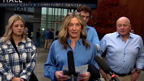 Stacy Chapin addressed reporters November 21 before her son Ethan's funeral in Mount Vernon, Washington.