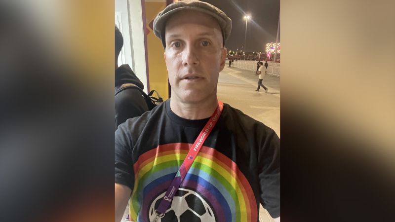 Rainbow clothing US journalist says he was initially denied entry to a stadium because of rainbow t-shirt image