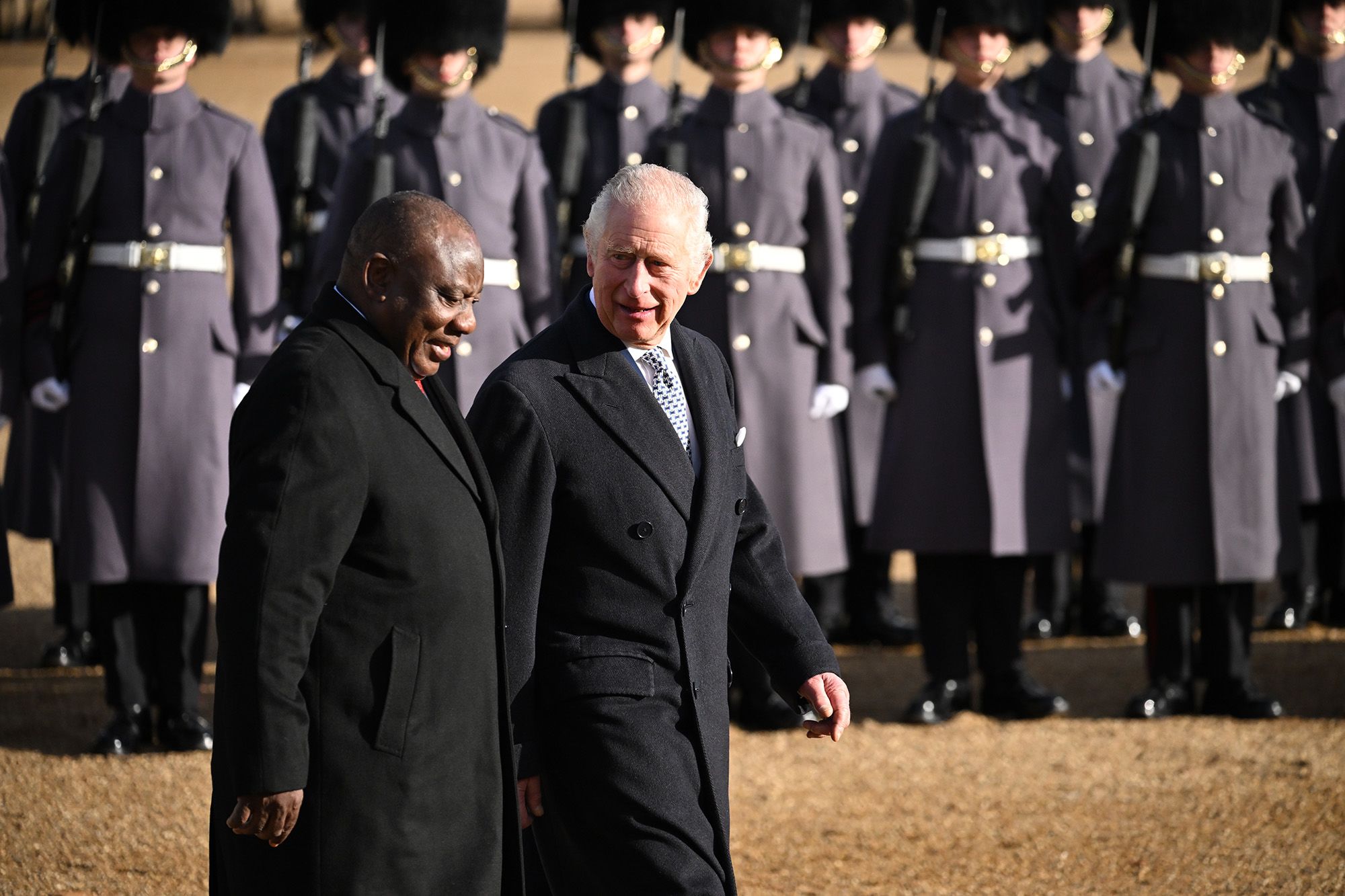 Britain’s King Charles (right) on Tuesday hosted South African President Cyril Ramaphosa, the first foreign leader to meet with the monarch since he ascended to the throne in September. 