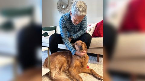 Jorge Toledo with his dog after returning to the United States.