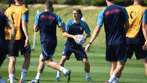 Croatia midfielder Luka Modric takes part in a training session at the Al Arsal training site in Doha.