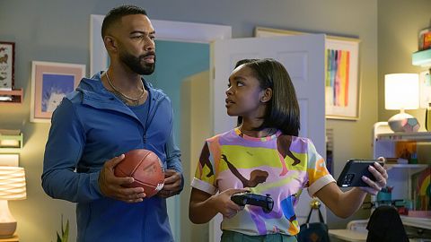 Marsai Martin as Callie Coleman and Omari Hardwick as Bobby Coleman in 