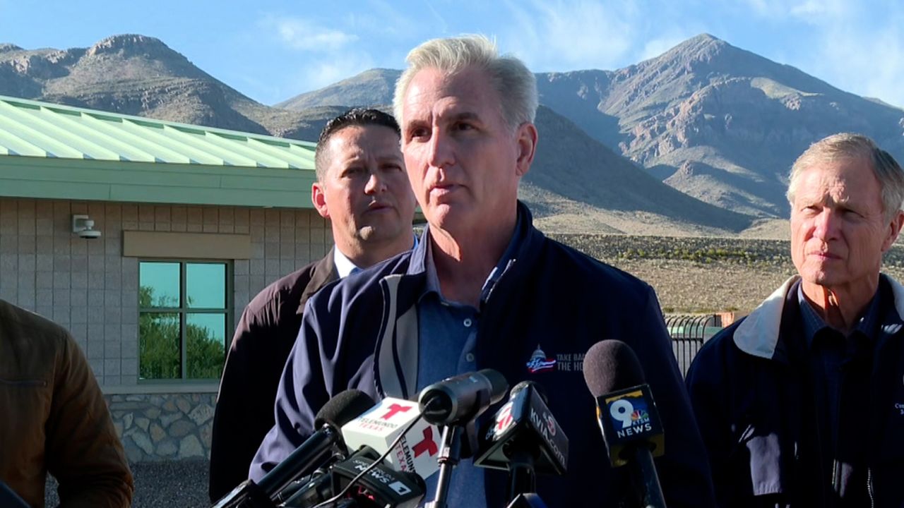 Rep. Kevin McCarthy speaking from an event at the southern border in El Paso, Texas, on November 22, 2022.
