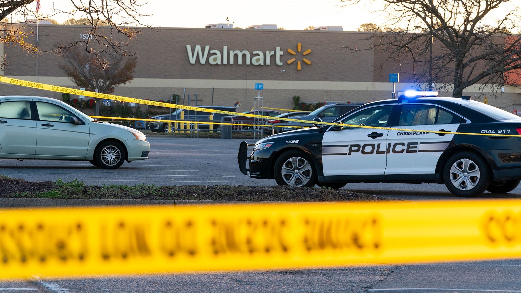 Law enforcement at the scene of a mass shooting at a Walmart on Wednesday, November 23, 2022, in Chesapeake, Virginia.