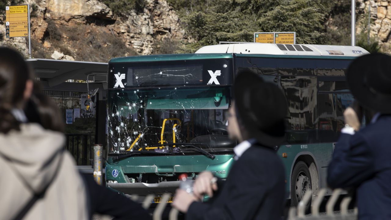 A bus was damaged in the blast Wednesday.