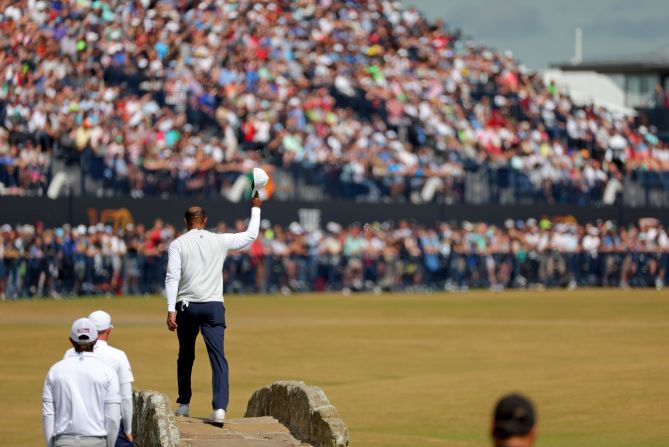 A tearful Tiger Woods was <a href="index.php?page=&url=https%3A%2F%2Fwww.cnn.com%2F2022%2F07%2F15%2Fgolf%2Ftiger-woods-open-tearful-st-andrews-spt-intl%2Findex.html" target="_blank">serenaded by the St. Andrews crowd </a>during an emotional walk over the Old Course's iconic Swilcan Bridge and down the 18th fairway at The 150th Open in July. With the major not potentially returning to the famous Scottish venue until 2030, Woods later admitted it may have been his last Open championship on the course. 