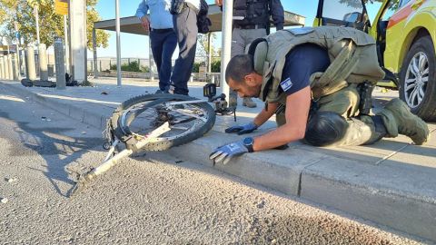 A blast site is pictured near a bus station at the Givat Shaul junction, near the exit from the city of Jerusalem. 