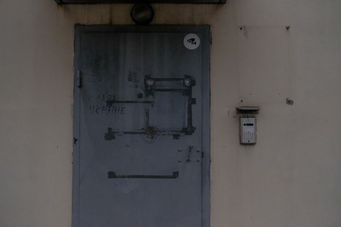 "Glory to Ukraine" now reads at the entrance to a detention centre used by Russian forces to hold and torture Ukrainian soldiers, dissidents and partisans.