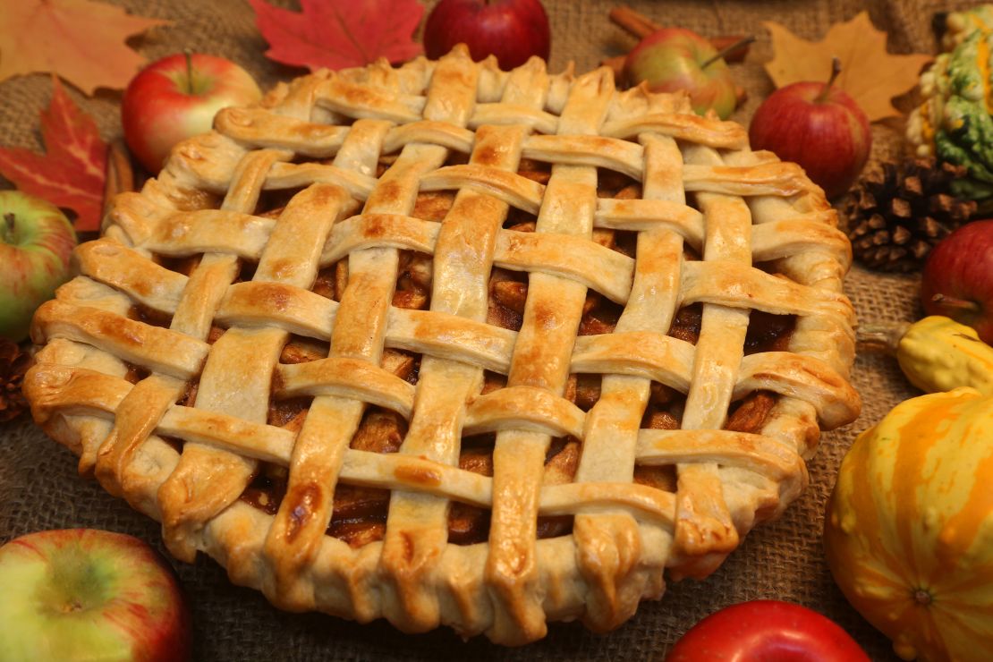Homemade apple pie amongst an autumn season setting in Toronto, Ontario, Canada, on October 07, 2021. 