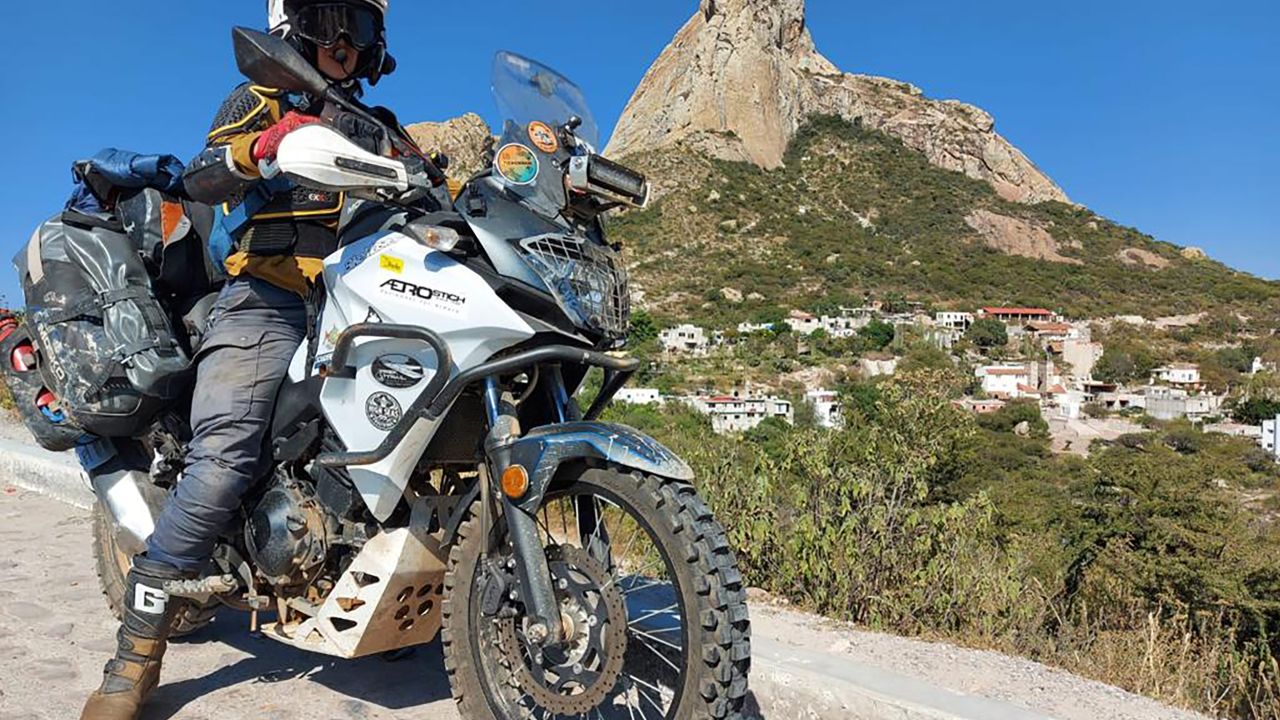McCutcheon is currently riding from Mexico to South America as part of the first leg of her trip. 