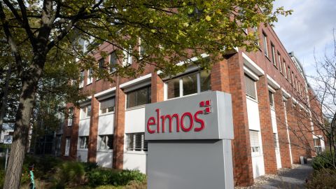 A company sign of Elmos Semiconductor, seen on Nov. 9 in the German city of Dortmund.