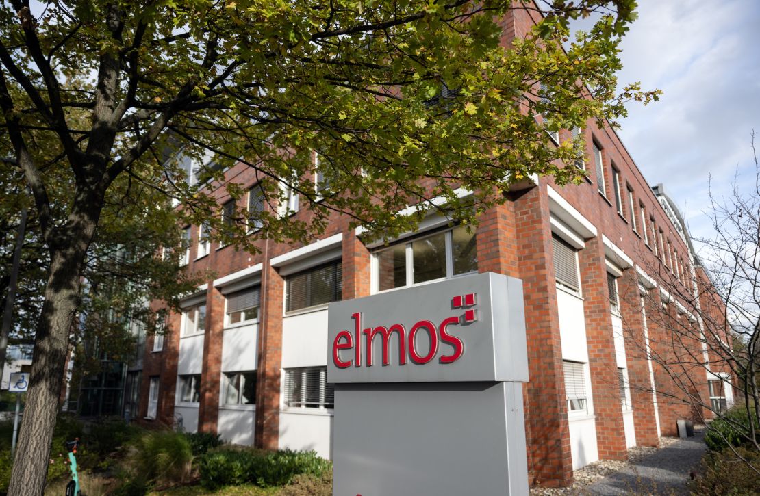 A company sign of Elmos Semiconductor, seen on Nov. 9 in the German city of Dortmund.