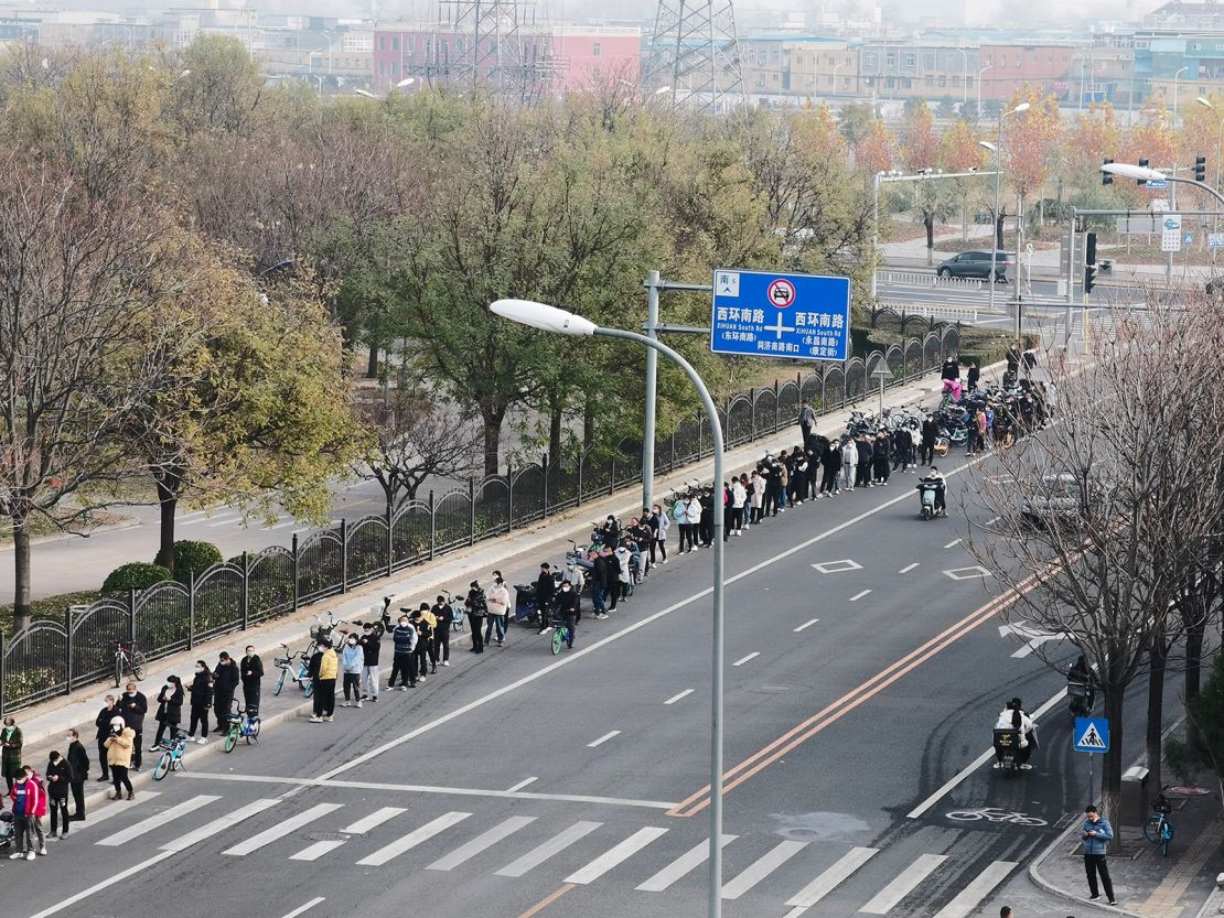 Citizens line up for  nucleic acid tests in Beijing, China, on November 23, 2022. 