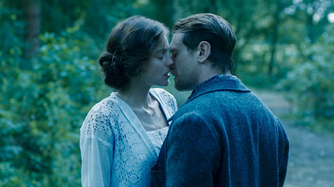 Emma Corrin as Lady Chatterley and Jack O'Connell as Oliver Mellors in "Lady Chatterley's Lover."