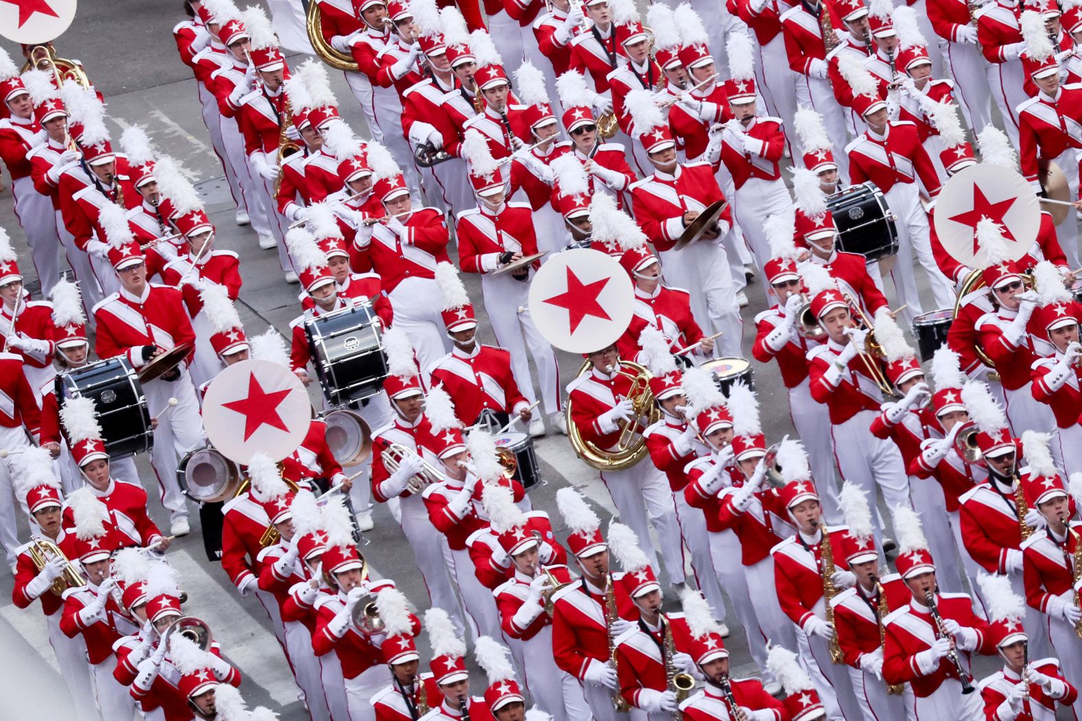 Macy's Great American Marching Band performs on Thursday.