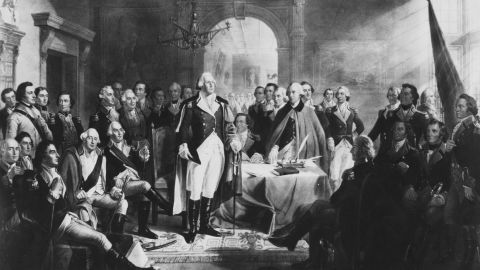 George Washington bidding farewell to his officers after ending the British occupation of New York City in 1783.