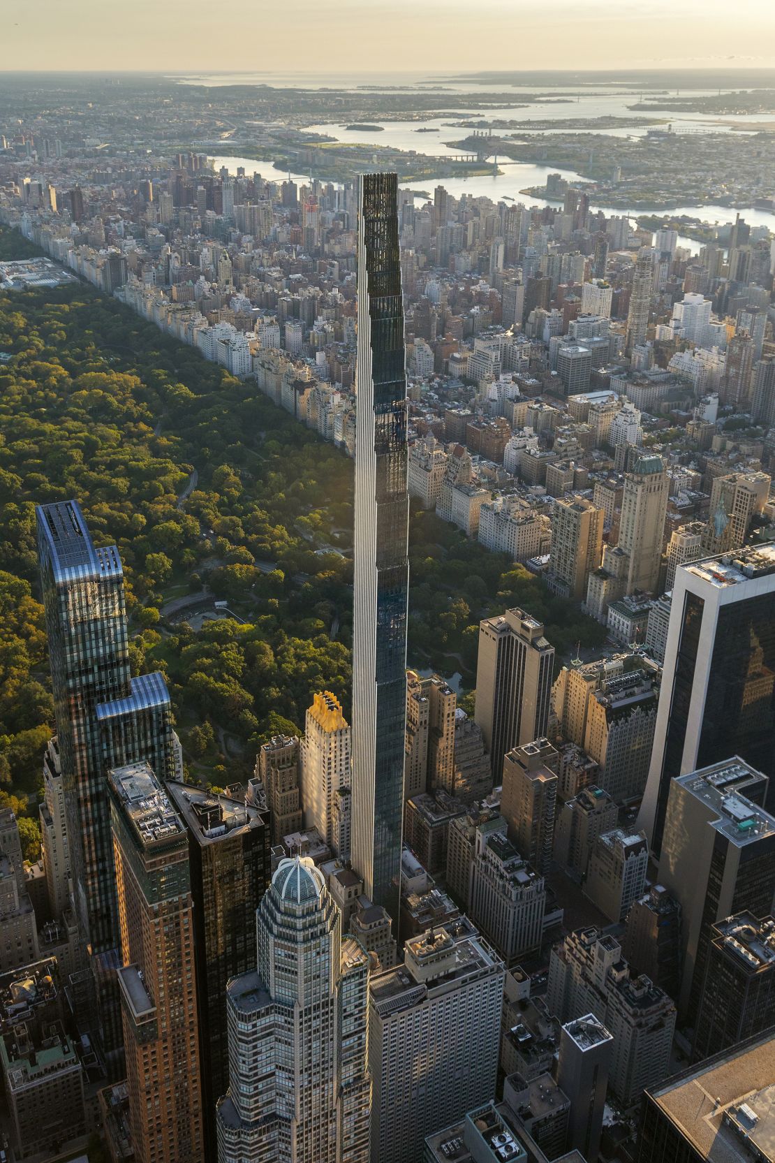 The Steinway Tower reaches 1,428 feet tall.