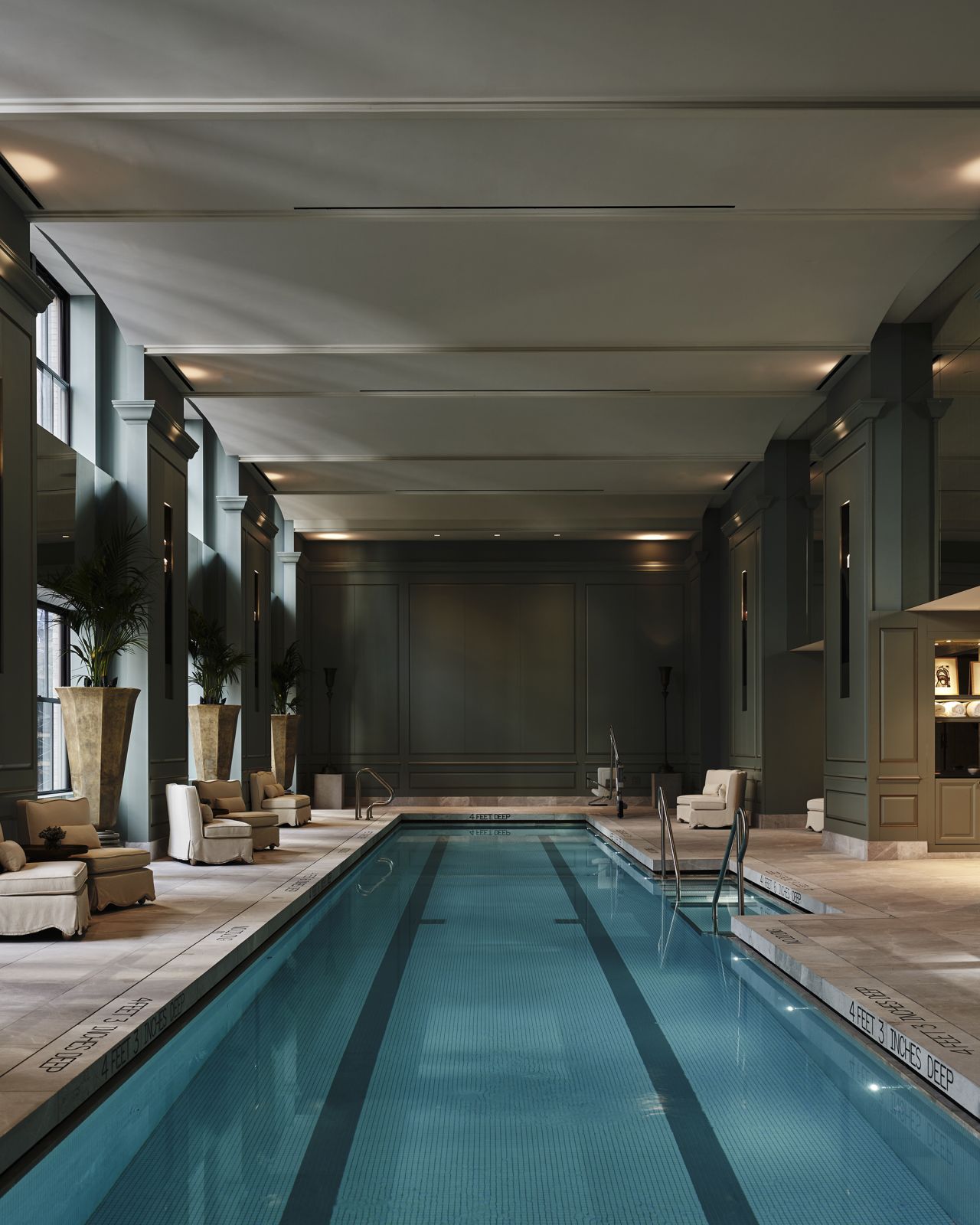 The 82-foot swimming pool has gold leaf detailing. 