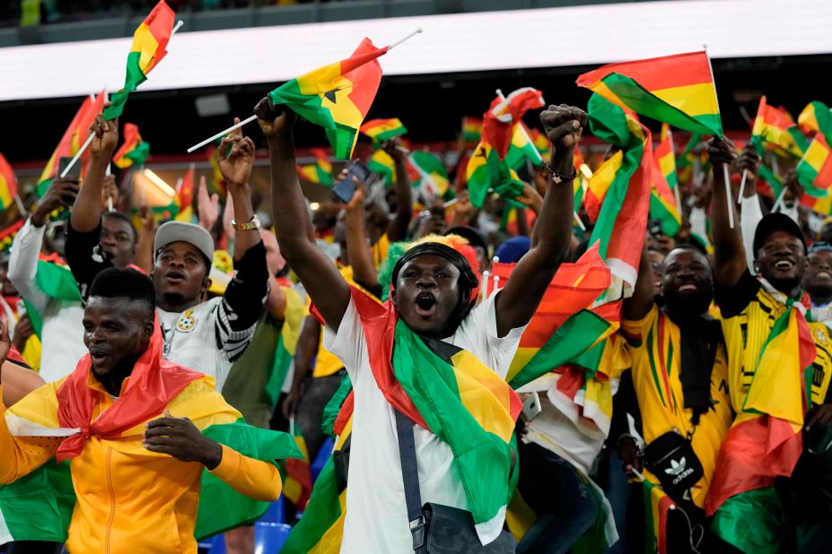 Ghana fans cheer prior to the start of the match against Portugal.