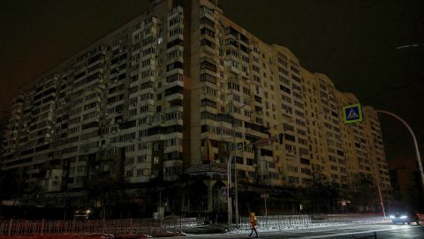 Energy authorities in Kyiv raced to revive power supply across infrastructure in the capital like this building, pictured on November 23, amid challenging weather conditions.
