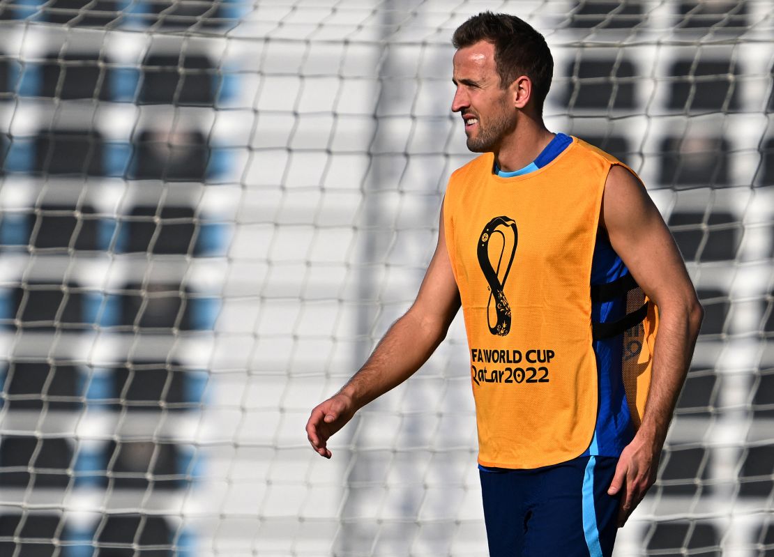 Harry Kane trains with England ahead of facing the US. 