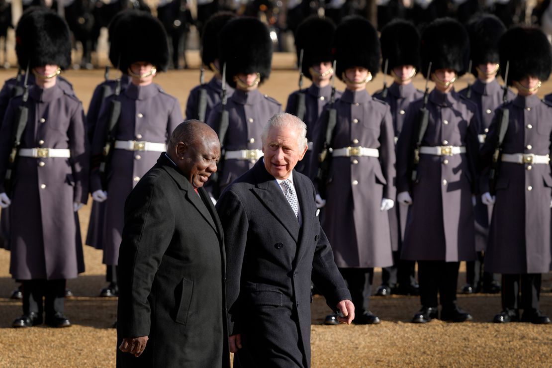 Ramaphosa received a ceremonial welcome at Horse Guards Parade in London. 