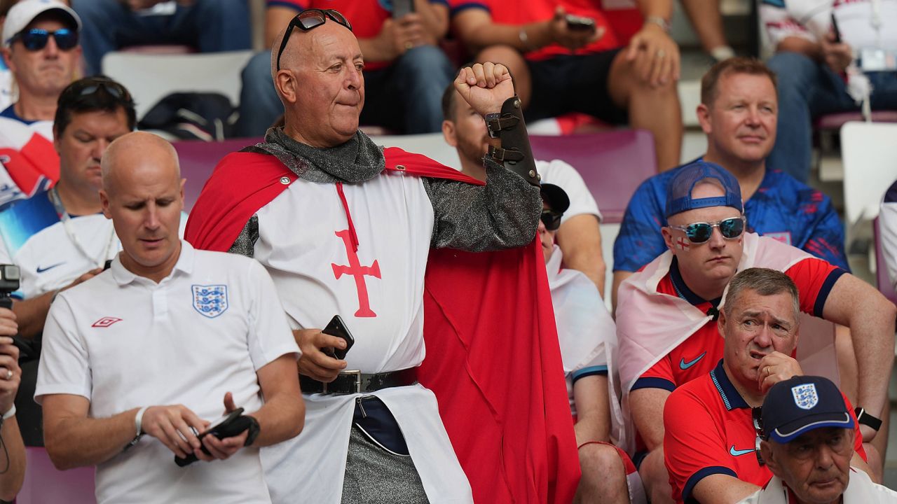 Some England fans attend sports events dressed as the English patron Saint George.