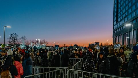 People line up outside the mall before it opened on Black Friday.