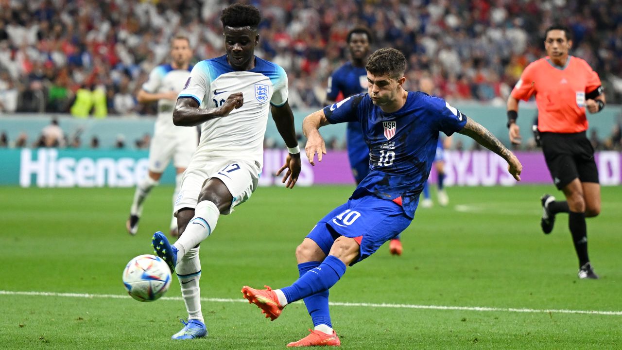 Christian Pulisic came close for the US against England when he hit the crossbar. 