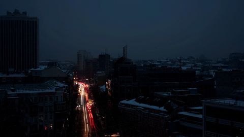A view of Ukraine's capital Kyiv without power is seen on November 23.
