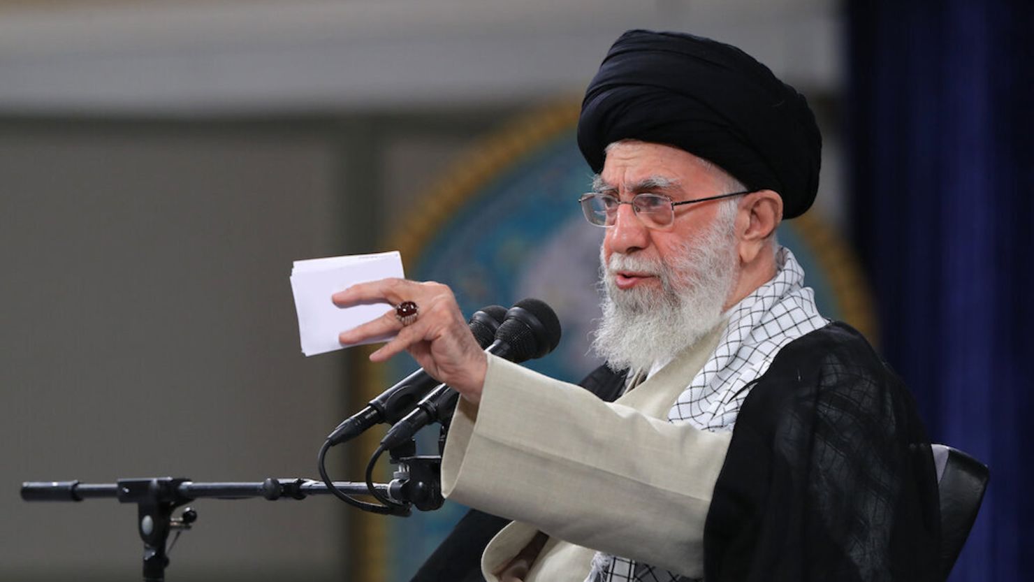 Iranian Supreme Leader Ali Khamenei speaks on the protests all around the country in Tehran, Iran on November 19, 2022.