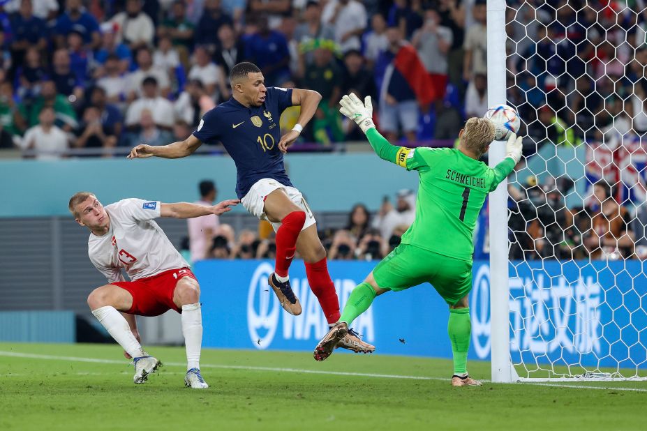Kylian Mbappé scores his second goal on November 26, leading France to a 2-1 victory over Denmark. The win ensured that France, the tournament's defending champions, would be the first team to qualify for the knockout stage.