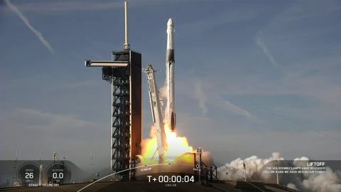A SpaceX Falcon 9 rocket, with the Dragon cargo spacecraft atop, launched Saturday from NASA's Kennedy Space Center in Florida. Weather delayed the launch on Tuesday. 