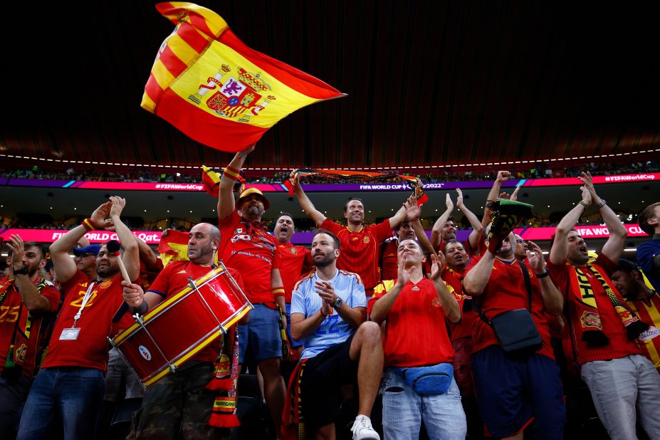 Fans of Spain attend the team's match against Germany on November 27. The match ended in a 1-1 draw.