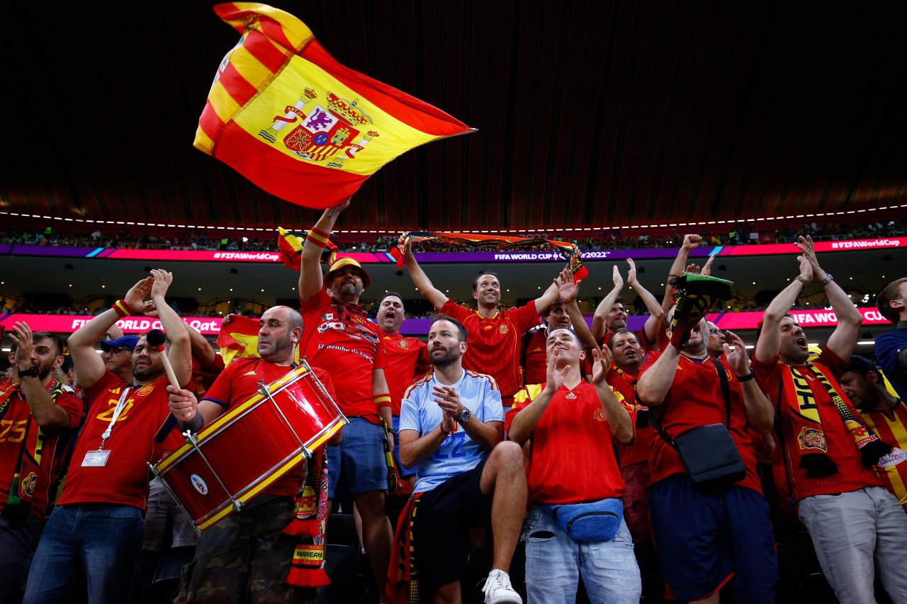 Fans of Spain attend the team's match against Germany on November 27. The match ended in a 1-1 draw.