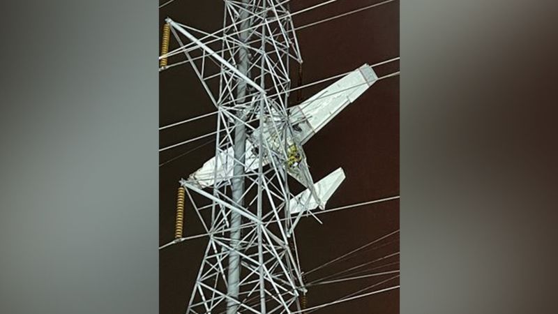 Pilot and passenger trapped after small plane crashes into Maryland powerlines