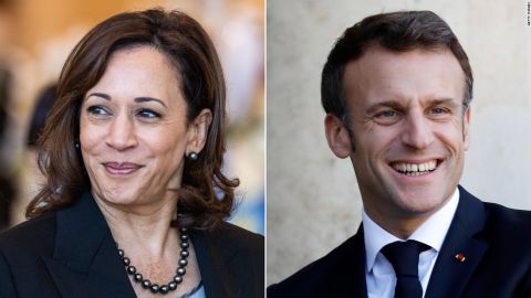 Vice President Kamala Harris and French President Emmanuel Macron.