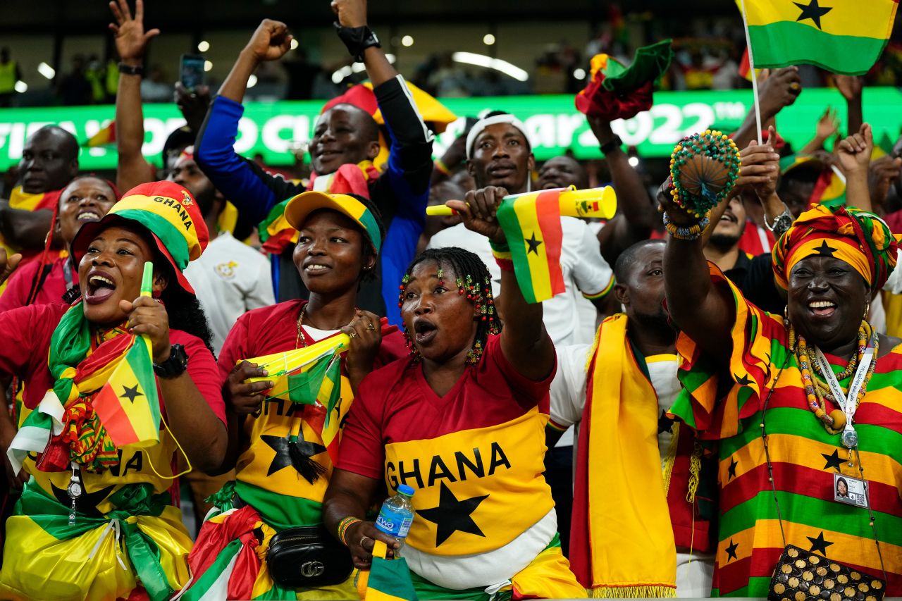 Ghana supporters celebrate victory on Monday.