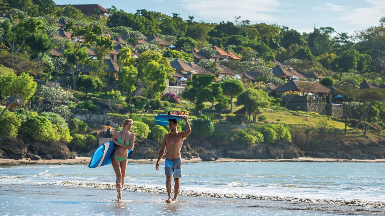Luxury surf company Tropicsurf offers lessons in Jimbaran Bay.