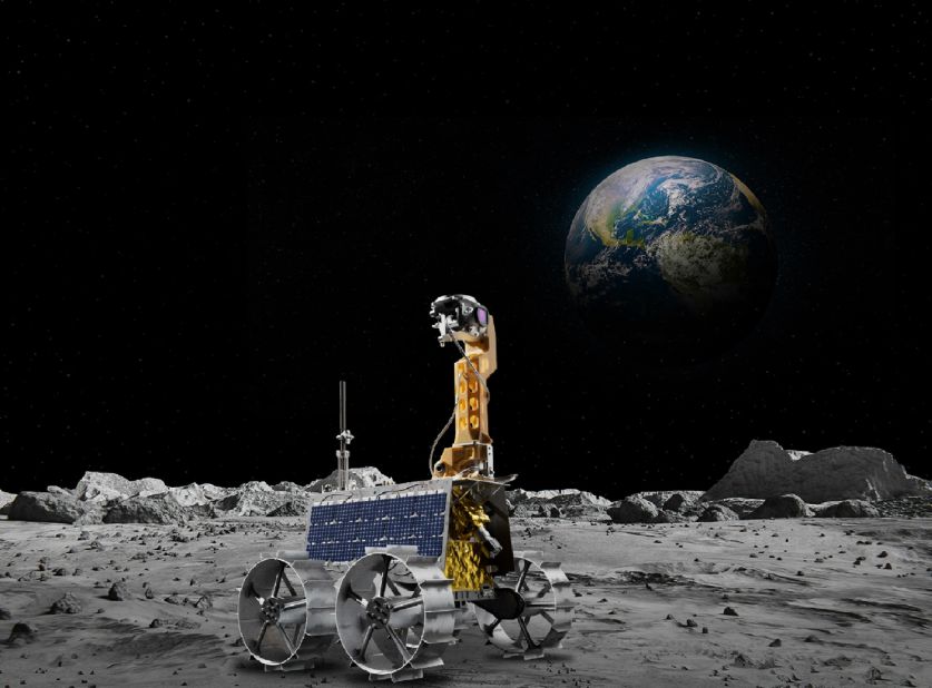 The Rashid Rover, shown in this rendering, has become the first ever Arab-built lunar spacecraft to launch into space. It is being  delivered by the HAKUTO-R lander, engineered to the moon by Japanese lunar exploration company ispace.