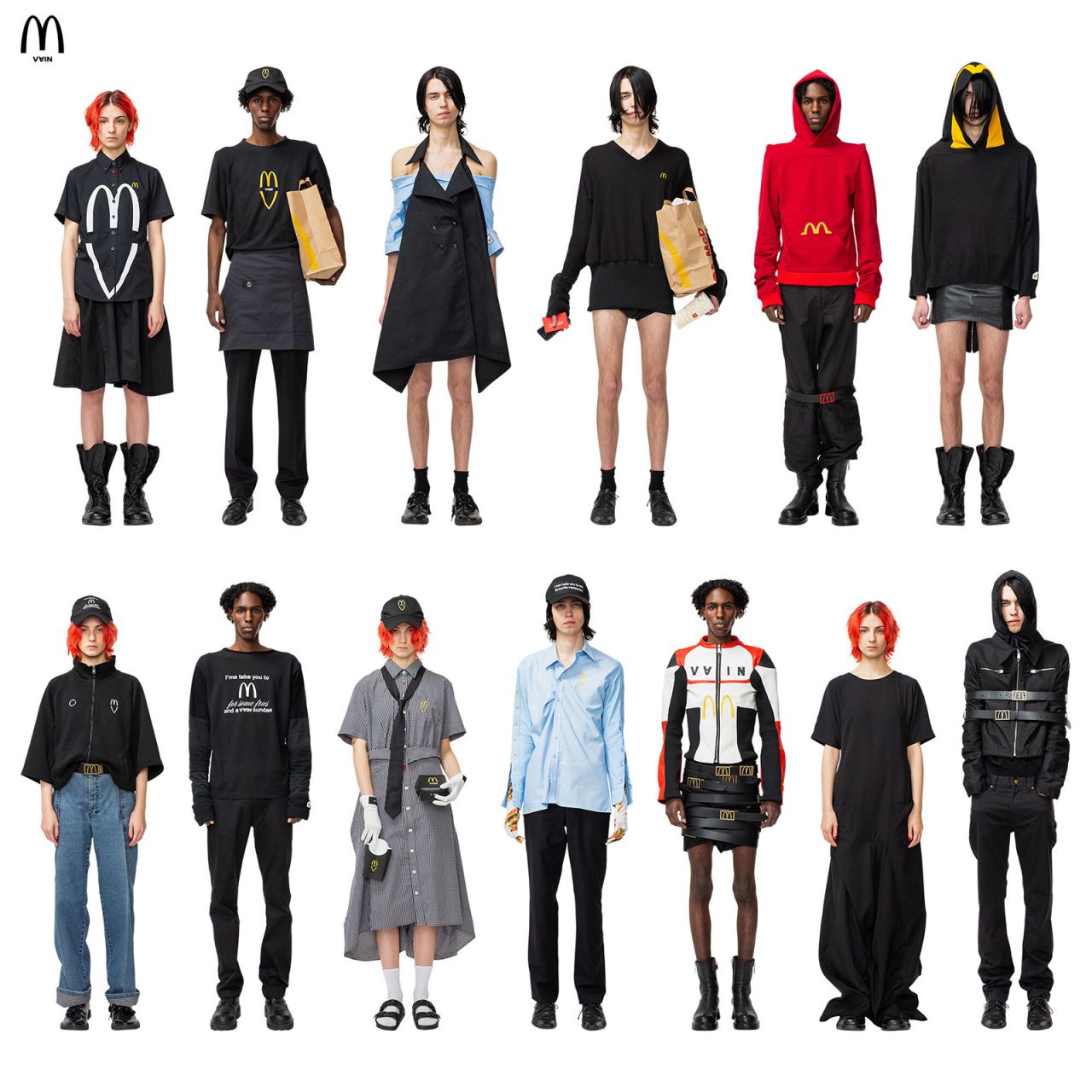 The collection used a combination of McDonald's uniforms and other textiles to create one-of-a-kind garments.